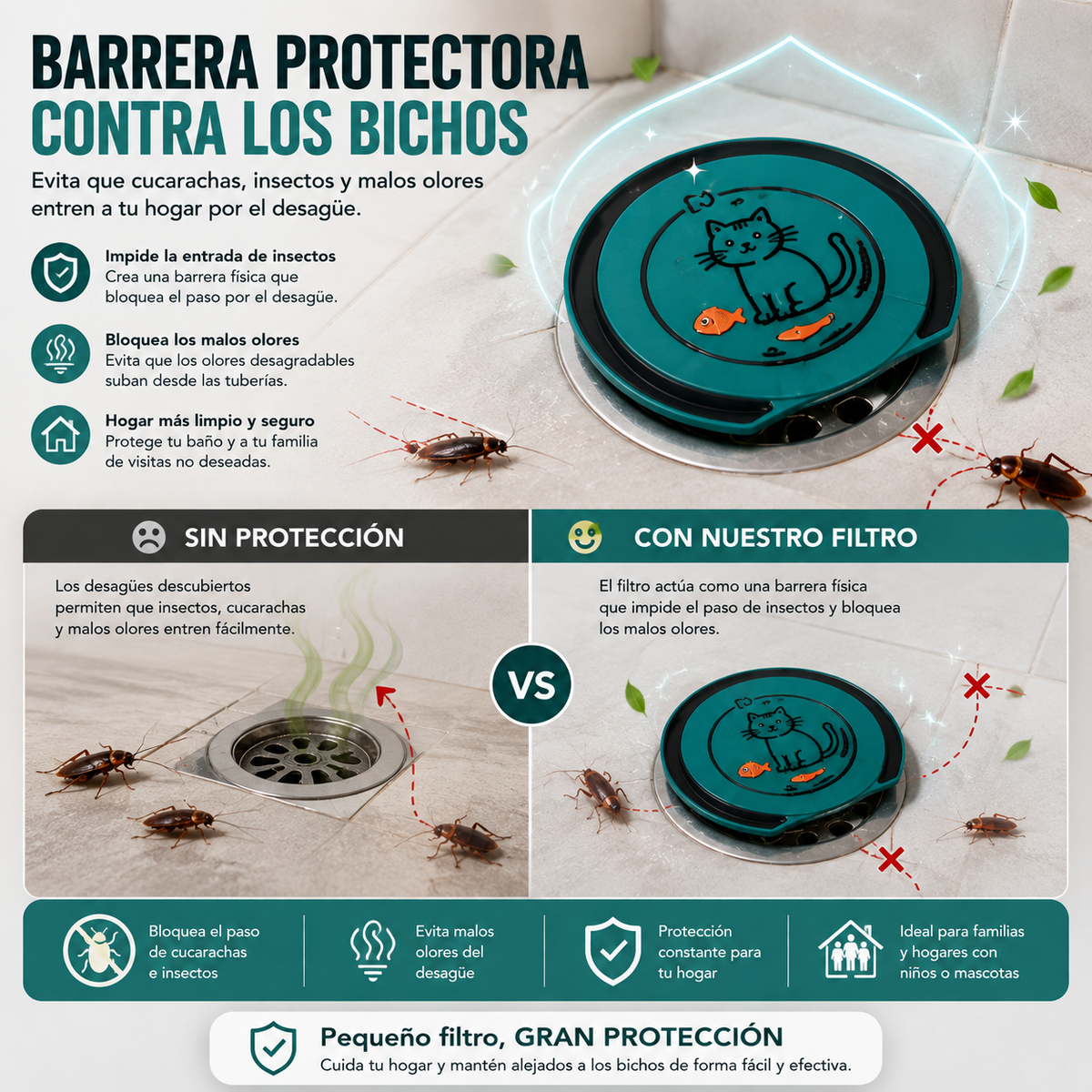 AtrapaPelos para Ducha